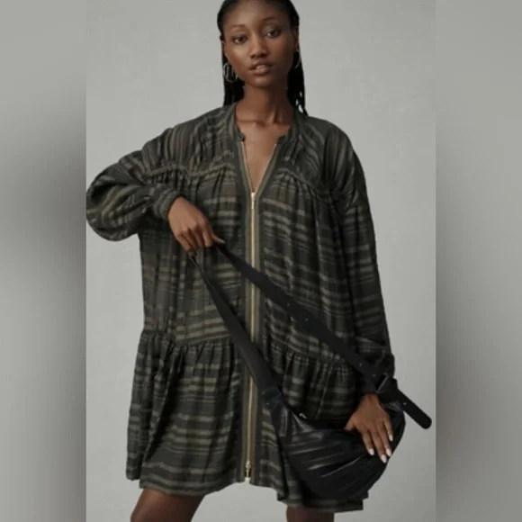 Anthropologie | Jackets & Coats | Anthropologie Long Sleeve Striped Black  And Gray Womens Dress Size Xl | Poshmark